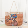Tote cartoon printed portable beach bag African lady2