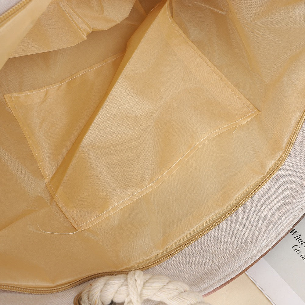 Tote cartoon printed portable beach bag African lady2