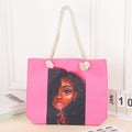 Tote cartoon printed portable beach bag pink