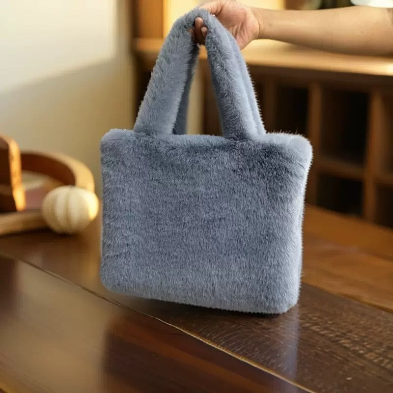 Plush bag for ladies Autumn Furry blue