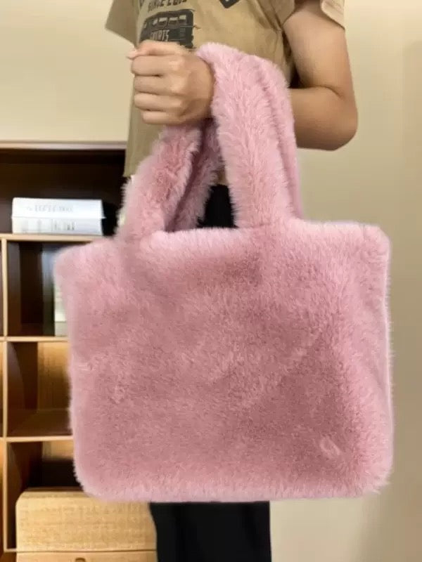 Plush bag for ladies Autumn Furry pink