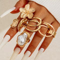 Pearl Knuckle Rings Flower